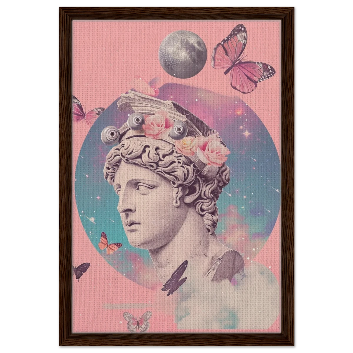 Divine Daydream – Neo - Classical Cosmic Reverie | Wall Art Print - Framed Canvas - 40x60 cm / 16x24″ - Dark wood frame