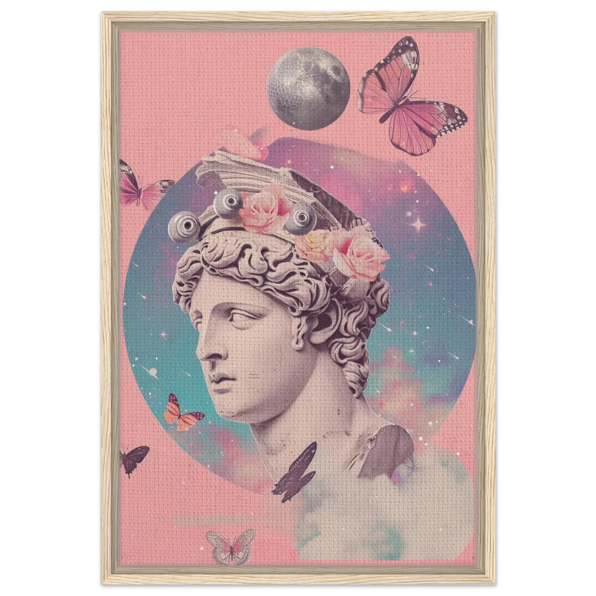 Divine Daydream – Neo - Classical Cosmic Reverie | Wall Art Print - Framed Canvas - 50x75 cm / 20x30″ - Wood frame