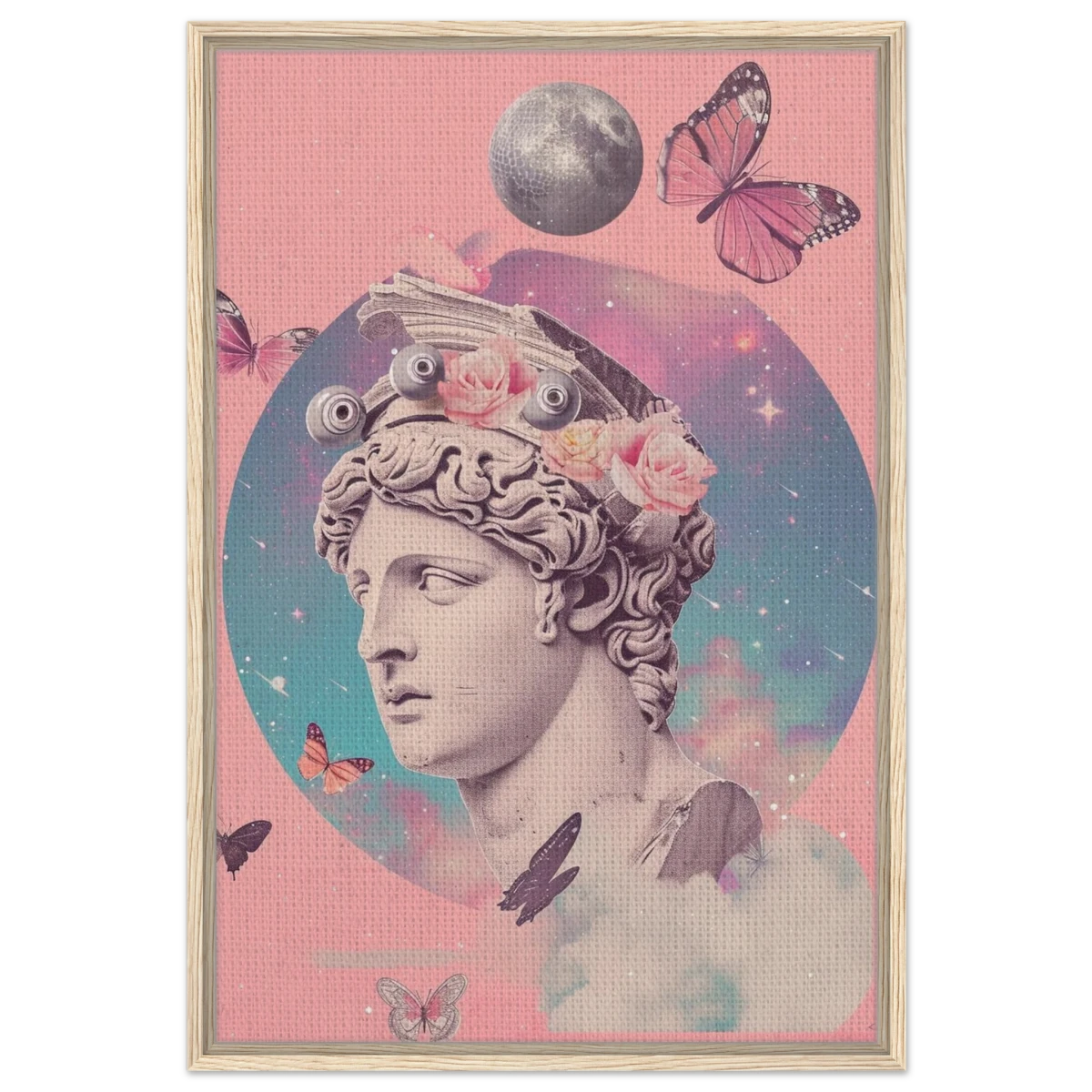 Divine Daydream – Neo - Classical Cosmic Reverie | Wall Art Print - Framed Canvas - 60x90 cm / 24x36″ - Wood frame