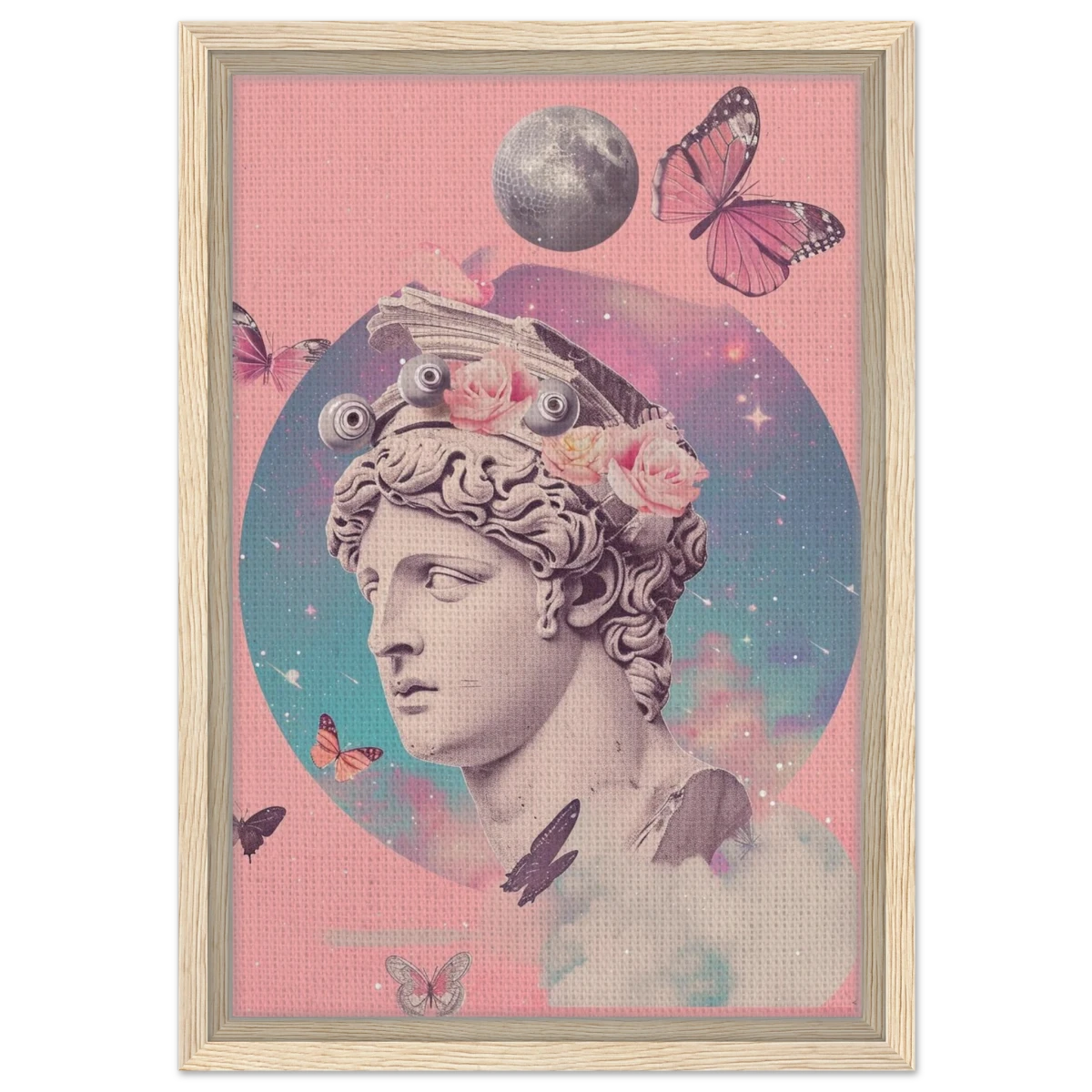 Divine Daydream – Neo - Classical Cosmic Reverie | Wall Art Print - Framed Canvas - 30x45 cm / 12x18″ - Wood frame