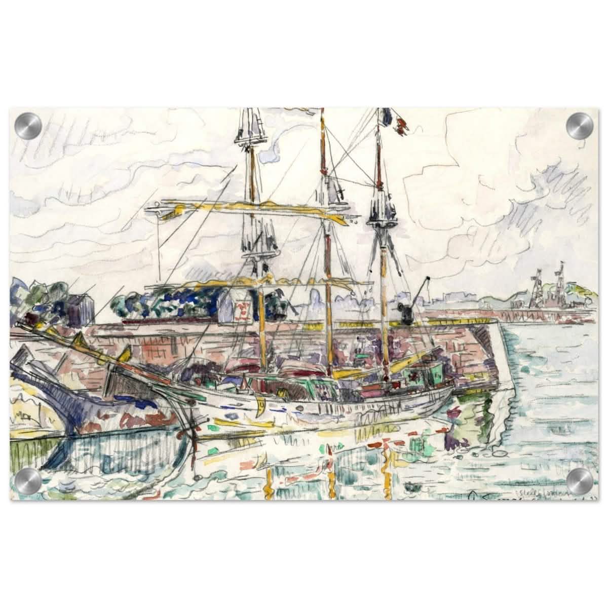 Docks at Saint Malo (1927) by Paul Signac | Vintage wall art print - Acrylic Print - 30x45 cm / 12x18″ -