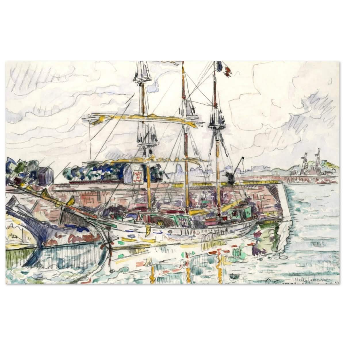 Docks at Saint Malo (1927) by Paul Signac | Vintage wall art print - Aluminum Print - 30x45 cm / 12x18″ -