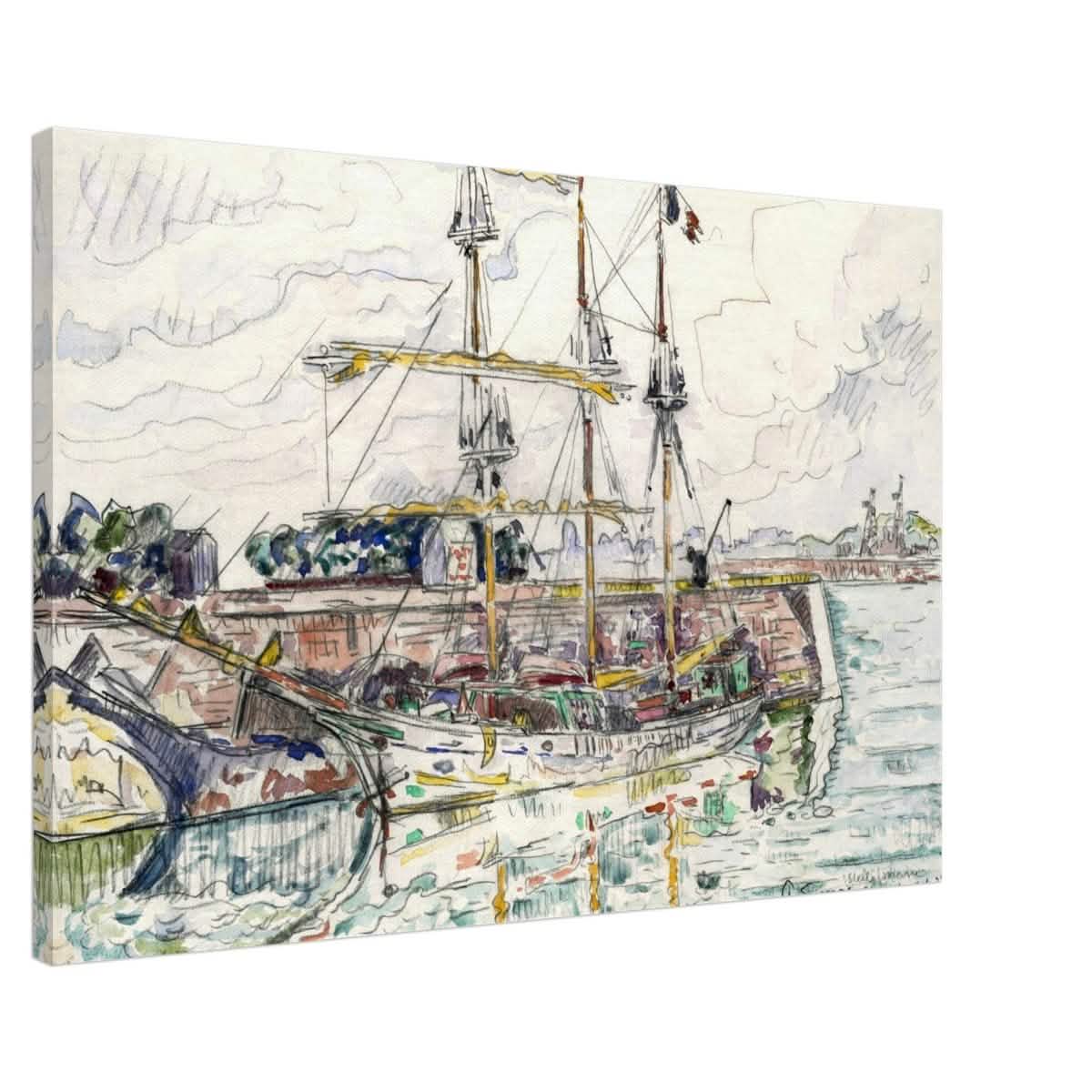 Docks at Saint Malo (1927) by Paul Signac | Vintage wall art print - Canvas - 60x90 cm / 24x36″ -