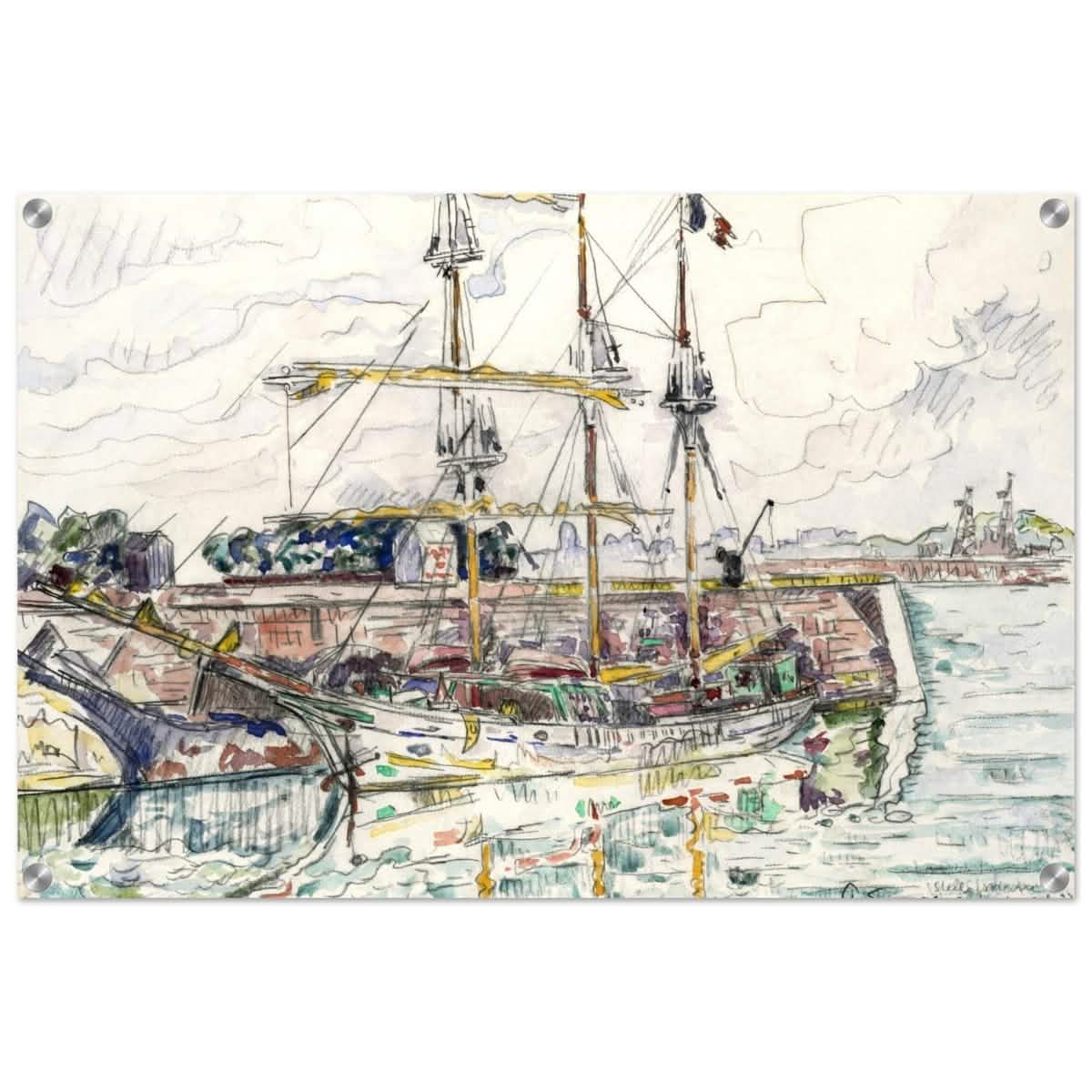Docks at Saint Malo (1927) by Paul Signac | Vintage wall art print - Acrylic Print - 50x75 cm / 20x30″ -