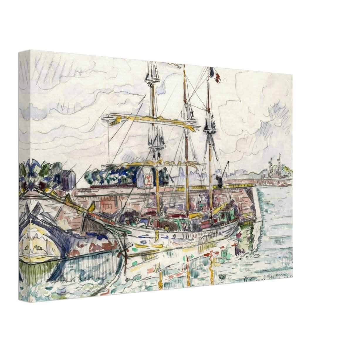 Docks at Saint Malo (1927) by Paul Signac | Vintage wall art print - Canvas - 30x45 cm / 12x18″ -