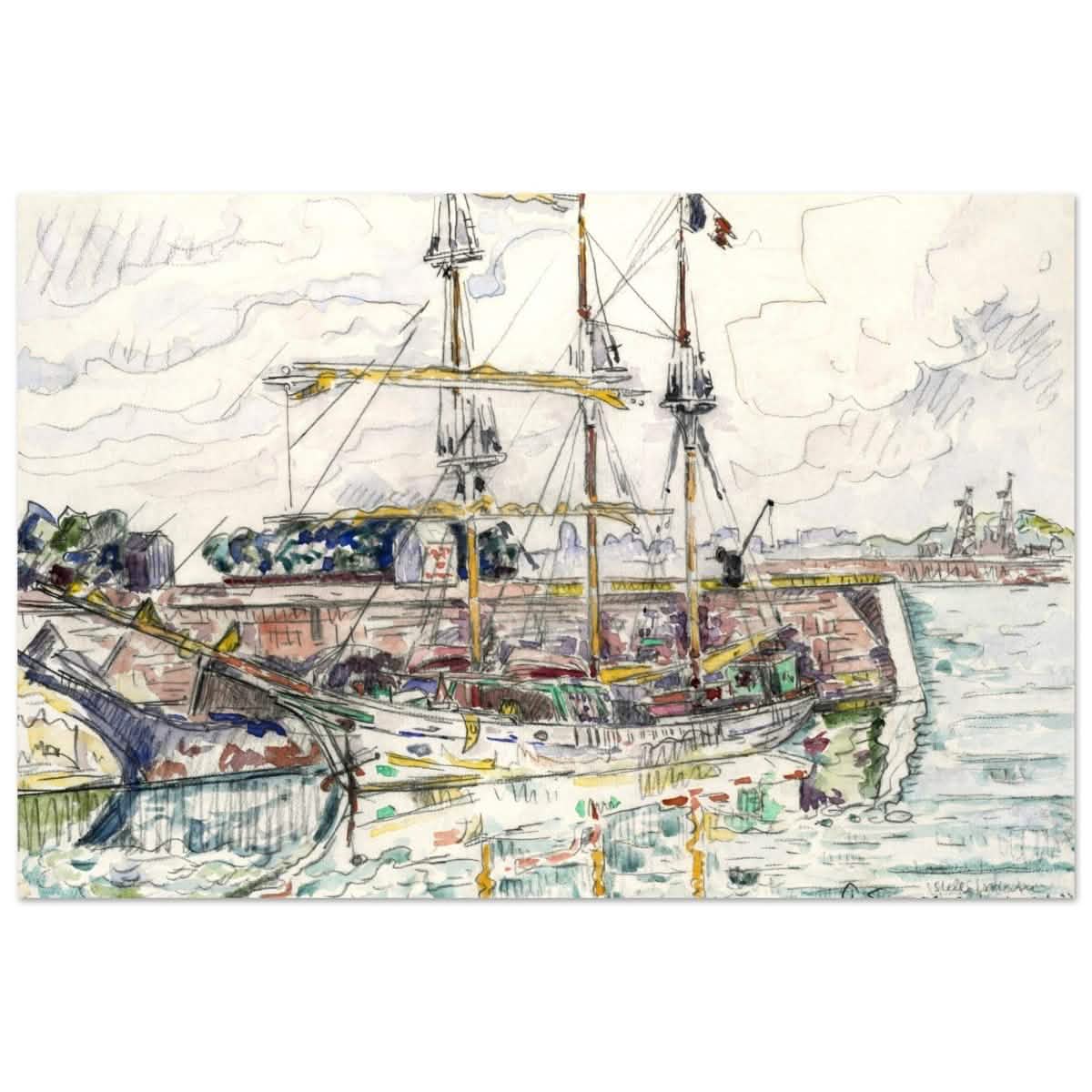 Docks at Saint Malo (1927) by Paul Signac | Vintage wall art print - Aluminum Print - 50x75 cm / 20x30″ -