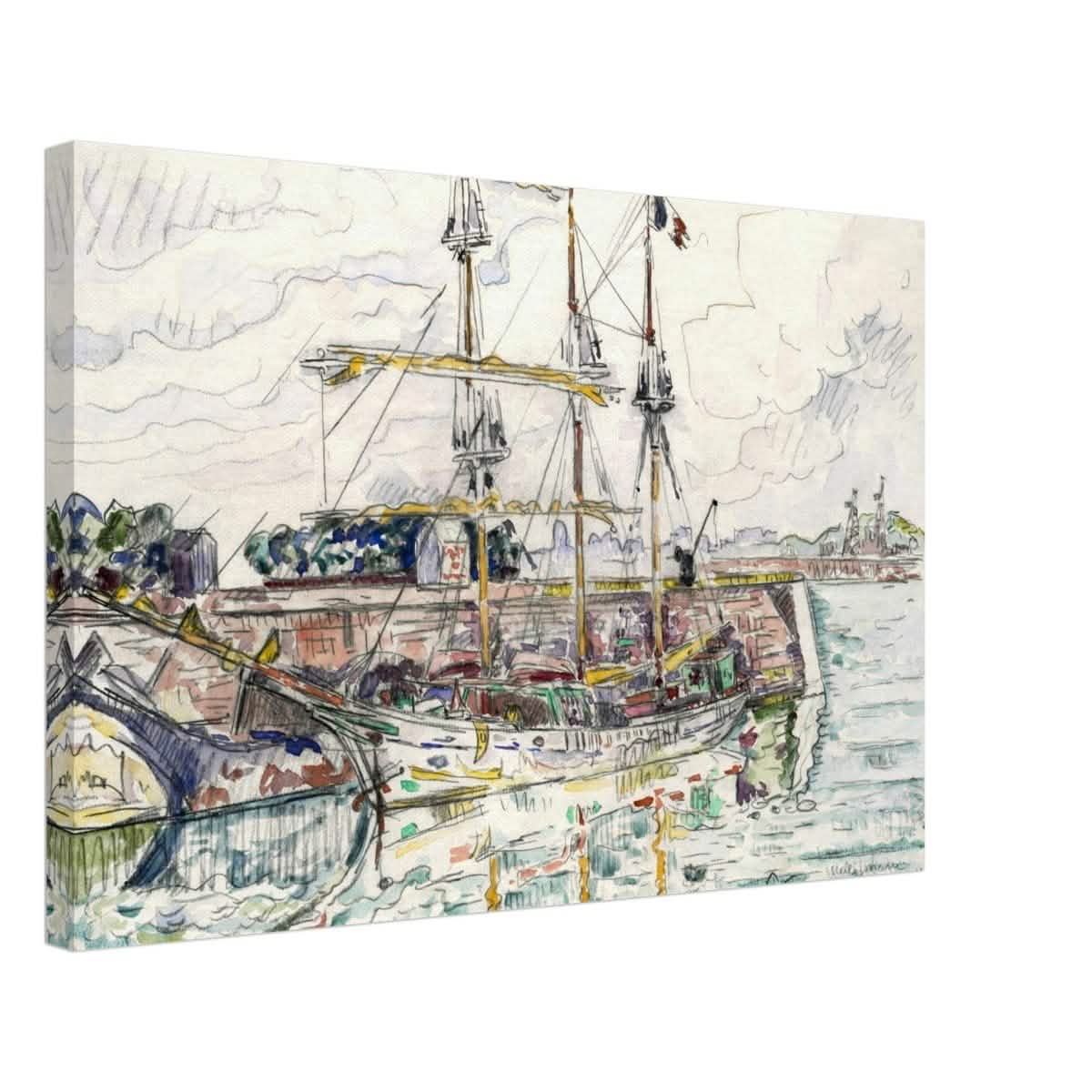 Docks at Saint Malo (1927) by Paul Signac | Vintage wall art print - Canvas - 40x60 cm / 16x24″ -