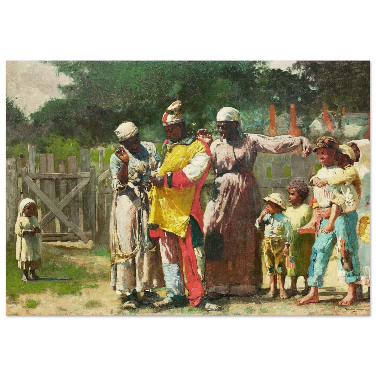 "Dressing for the Carnival" – Historical Americana Wall Art Print by Winslow Homer - Wood Prints - 70x100 cm / 28x40″ -