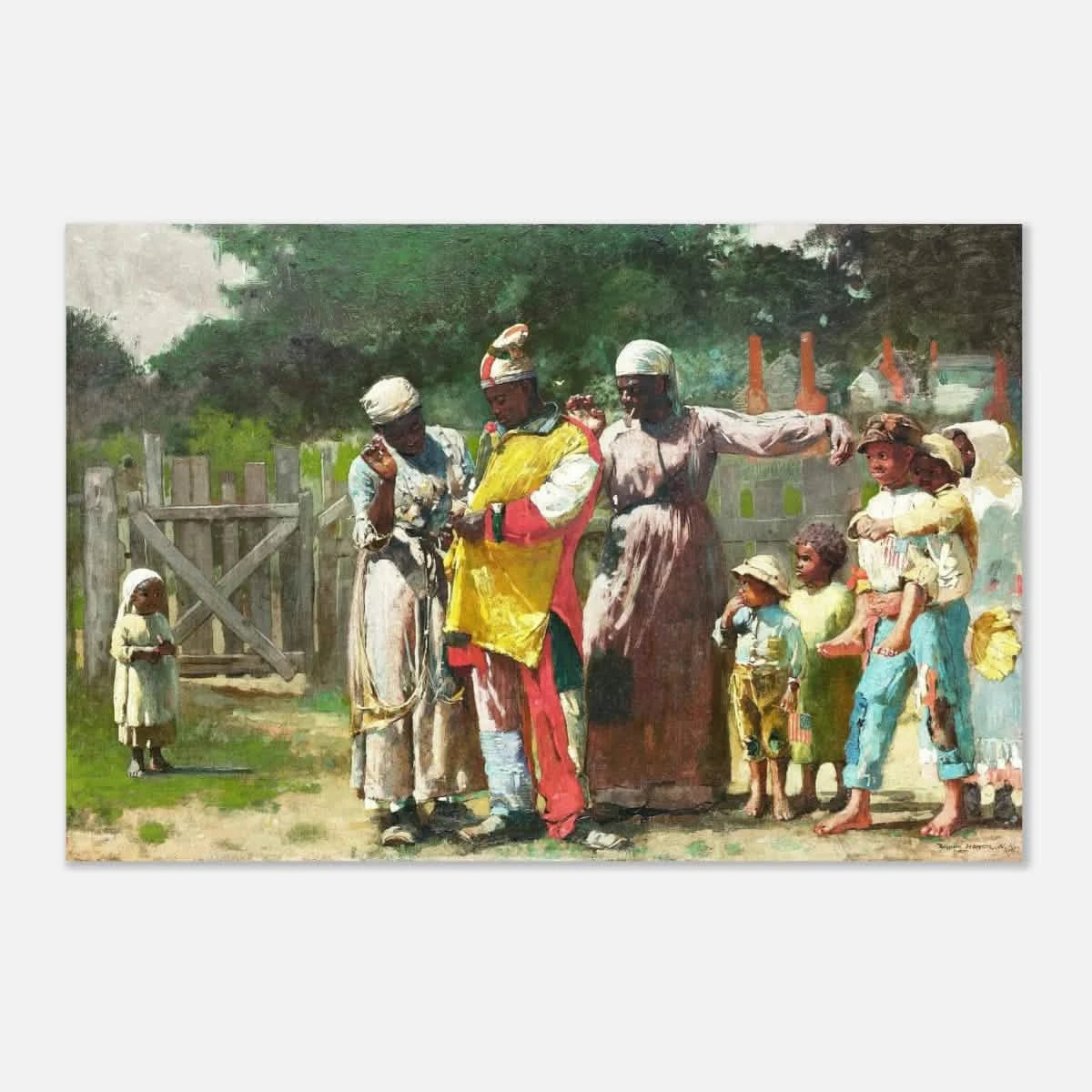"Dressing for the Carnival" – Historical Americana Wall Art Print by Winslow Homer - Aluminum Print - 20x30 cm / 8x12″ -