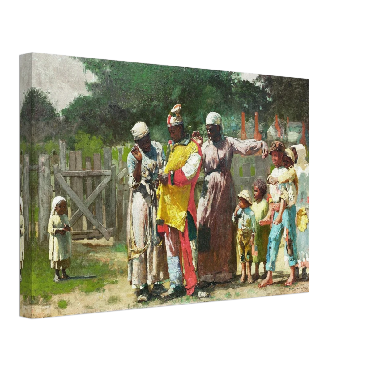 "Dressing for the Carnival" – Historical Americana Wall Art Print by Winslow Homer - Canvas - 30x45 cm / 12x18″ -