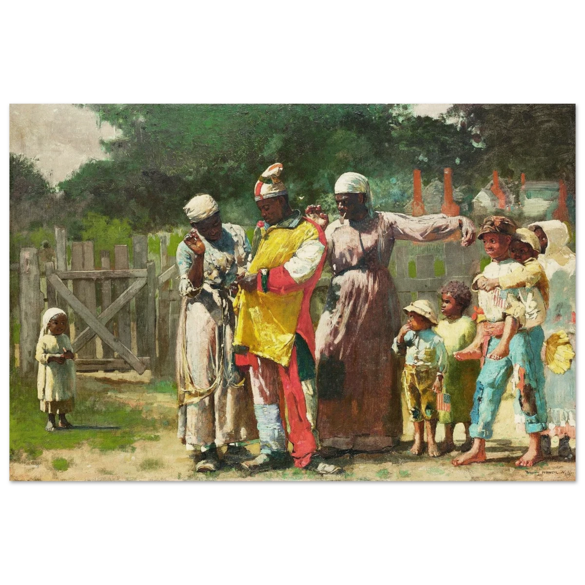 "Dressing for the Carnival" – Historical Americana Wall Art Print by Winslow Homer - Wood Prints - 30x45 cm / 12x18″ -