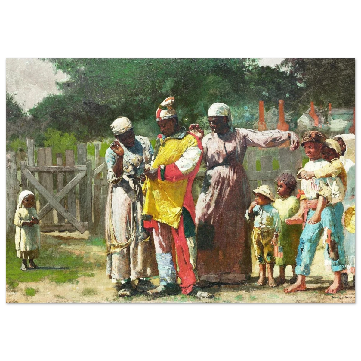 "Dressing for the Carnival" – Historical Americana Wall Art Print by Winslow Homer - Fine Art Poster - 70x100 cm / 28x40″ -