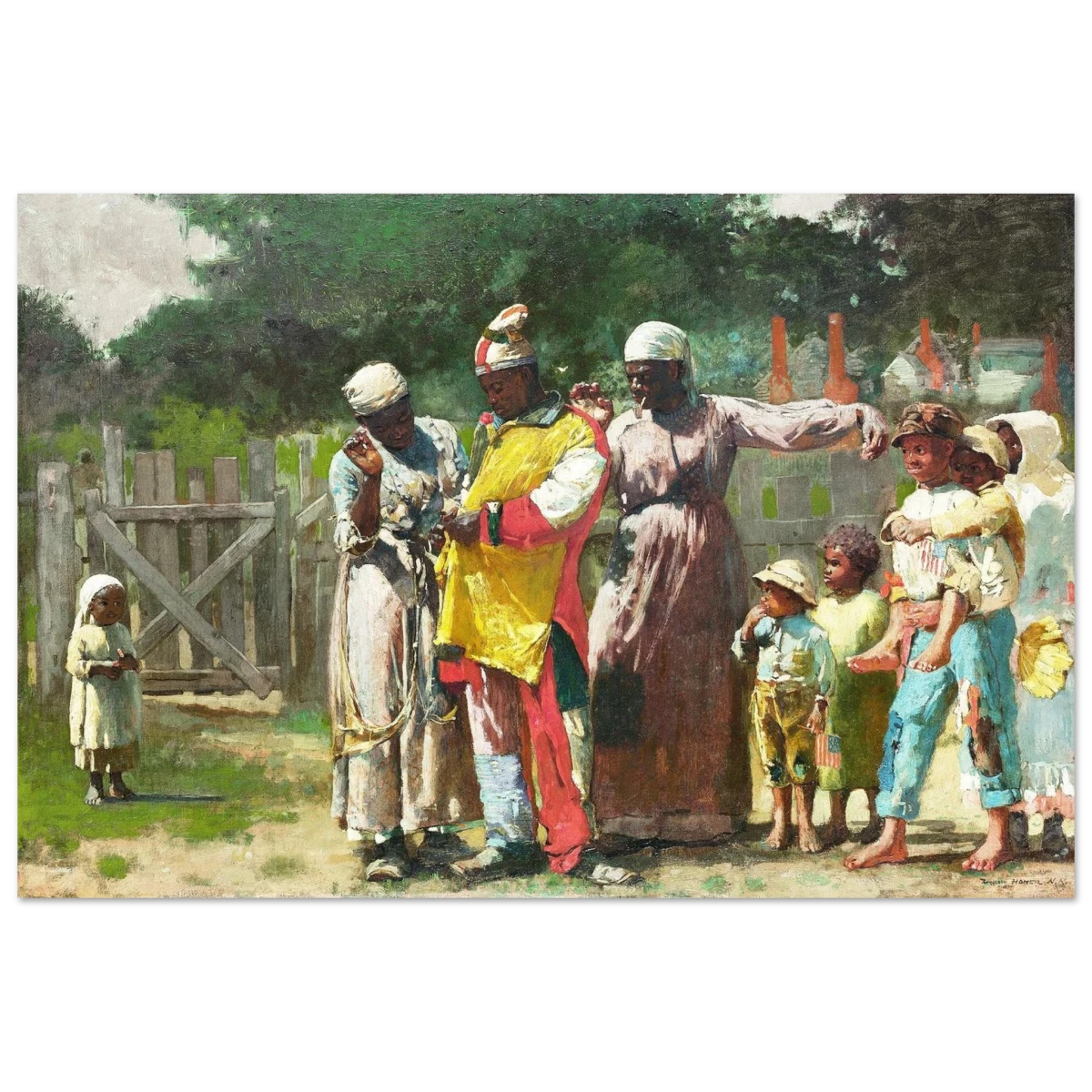 "Dressing for the Carnival" – Historical Americana Wall Art Print by Winslow Homer - Fine Art Poster - 40x60 cm / 16x24″ -