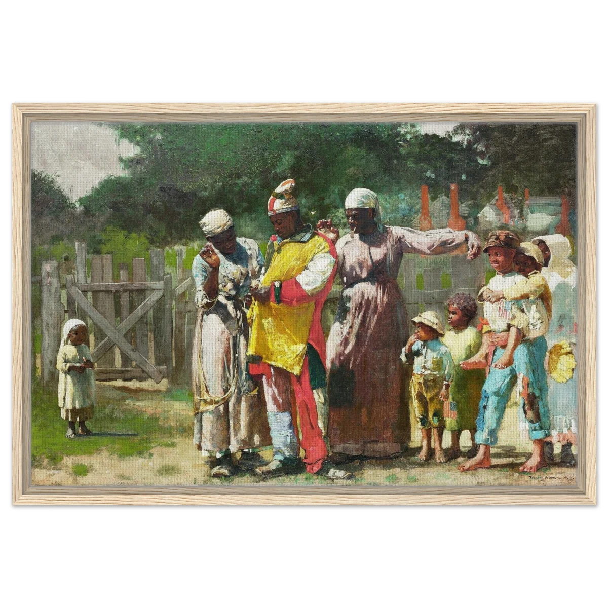 "Dressing for the Carnival" – Historical Americana Wall Art Print by Winslow Homer - Framed Canvas - 50x75 cm / 20x30″ - Wood frame