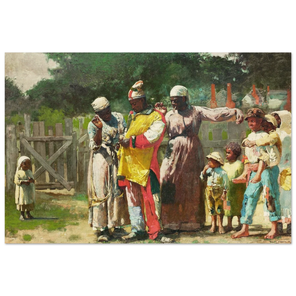 "Dressing for the Carnival" – Historical Americana Wall Art Print by Winslow Homer - Wood Prints - 20x30 cm / 8x12″ -