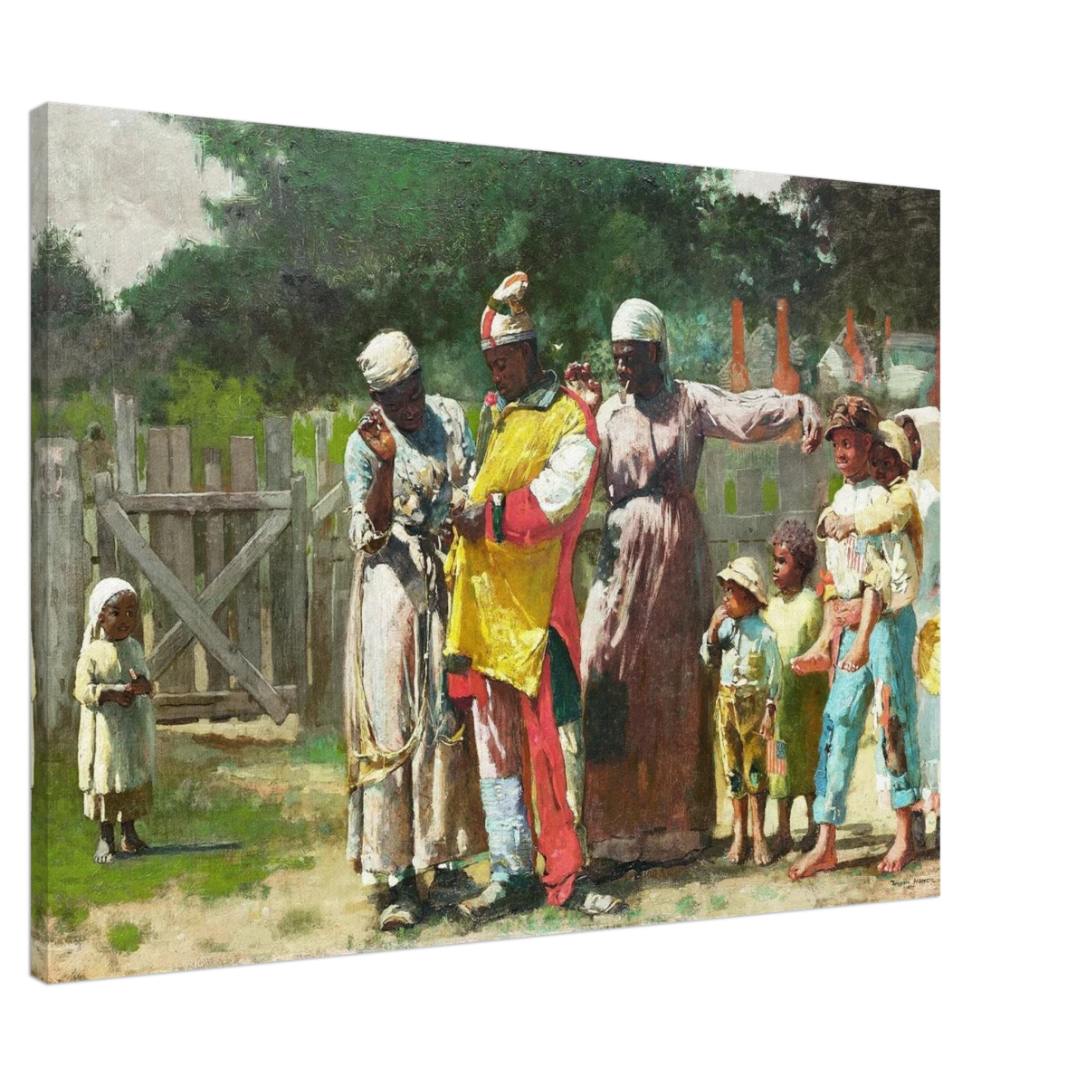 "Dressing for the Carnival" – Historical Americana Wall Art Print by Winslow Homer - Canvas - 70x100 cm / 28x40″ -