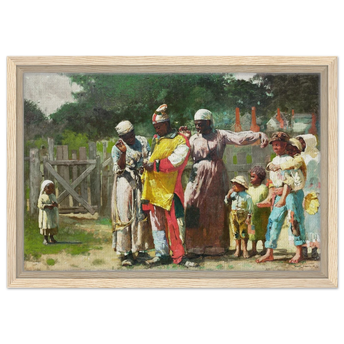 "Dressing for the Carnival" – Historical Americana Wall Art Print by Winslow Homer - Framed Canvas - 30x45 cm / 12x18″ - Wood frame