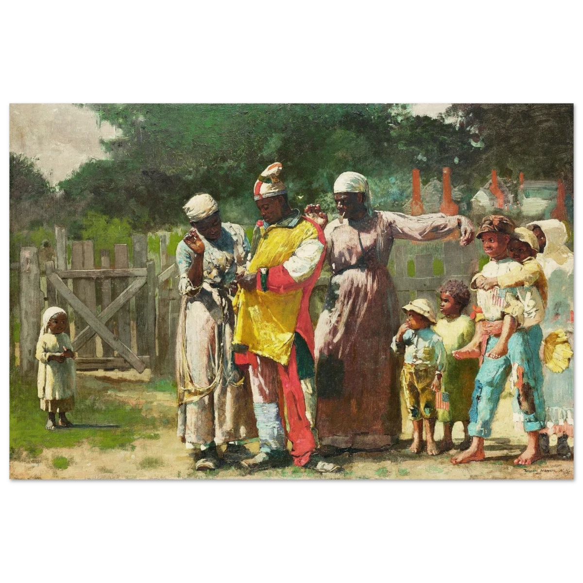 "Dressing for the Carnival" – Historical Americana Wall Art Print by Winslow Homer - Wood Prints - 40x60 cm / 16x24″ -