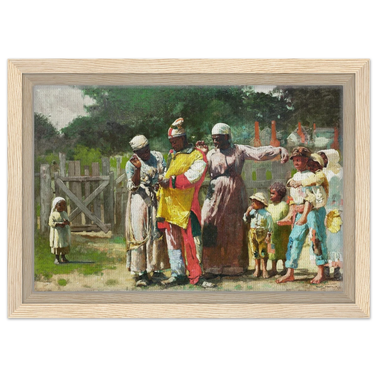 "Dressing for the Carnival" – Historical Americana Wall Art Print by Winslow Homer - Framed Canvas - 20x30 cm / 8x12″ - Wood frame