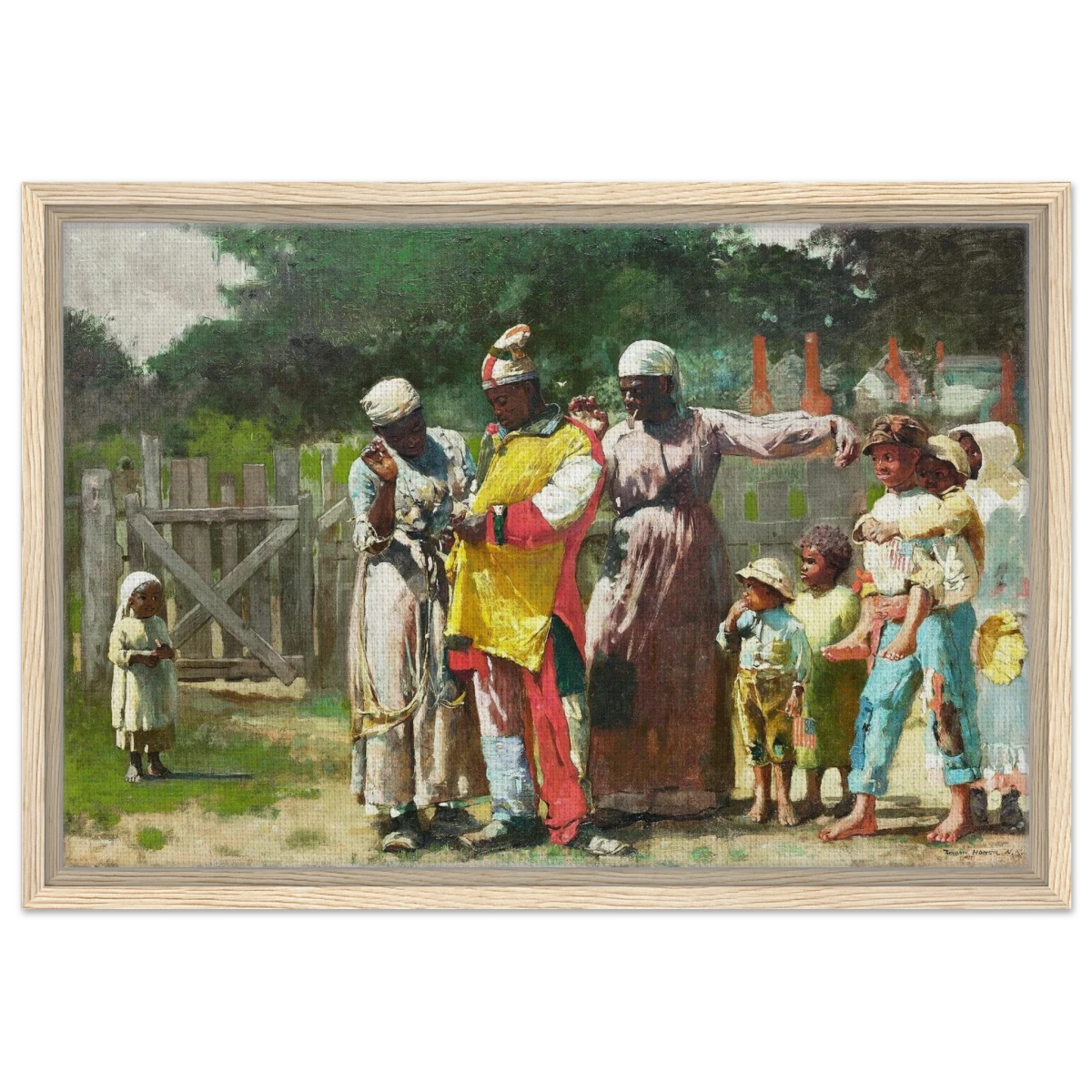"Dressing for the Carnival" – Historical Americana Wall Art Print by Winslow Homer - Framed Canvas - 40x60 cm / 16x24″ - Wood frame
