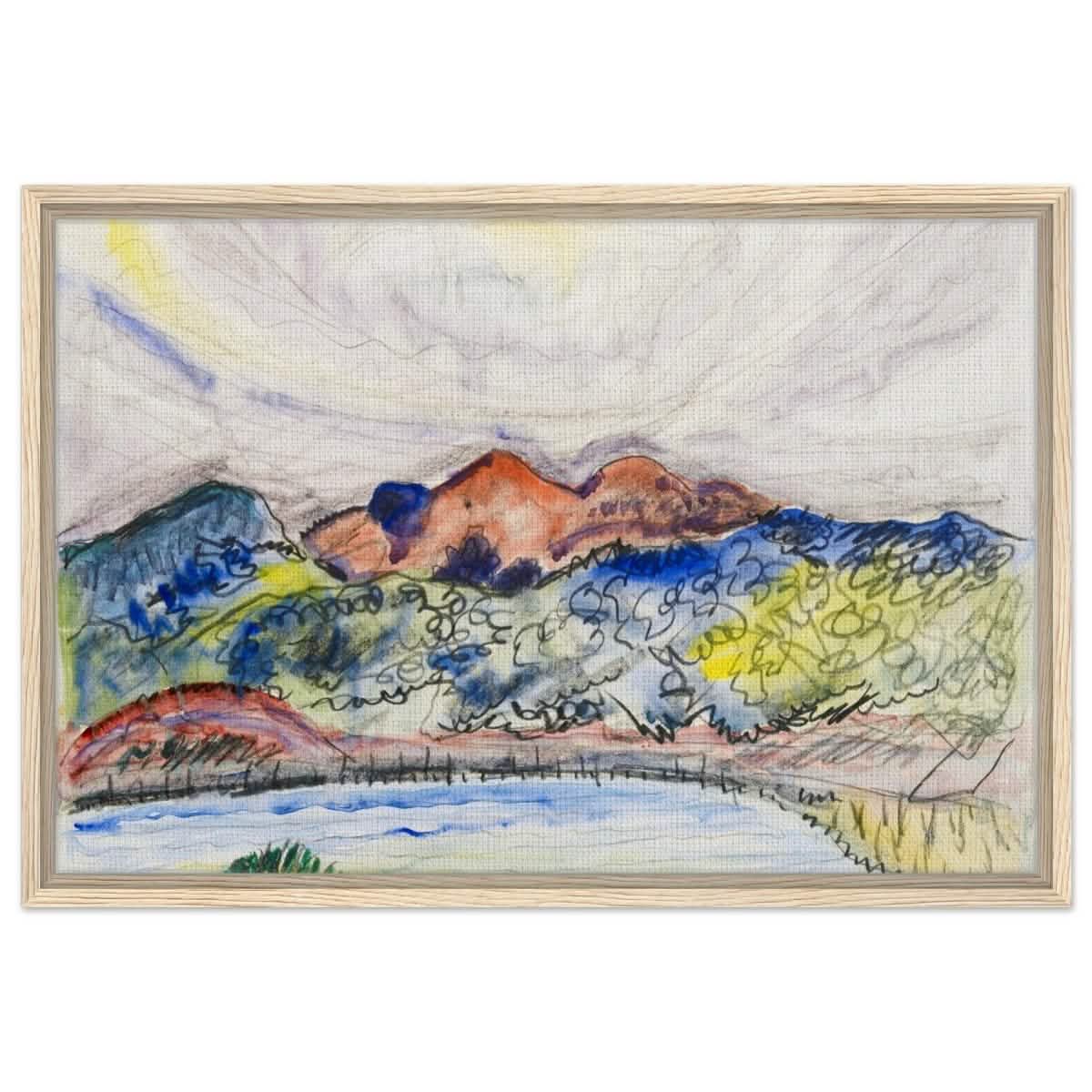 Early Landscape (1914) by Charles Demuth | Vintage Nature art wall art print - Framed Canvas - 50x75 cm / 20x30″ - Wood frame