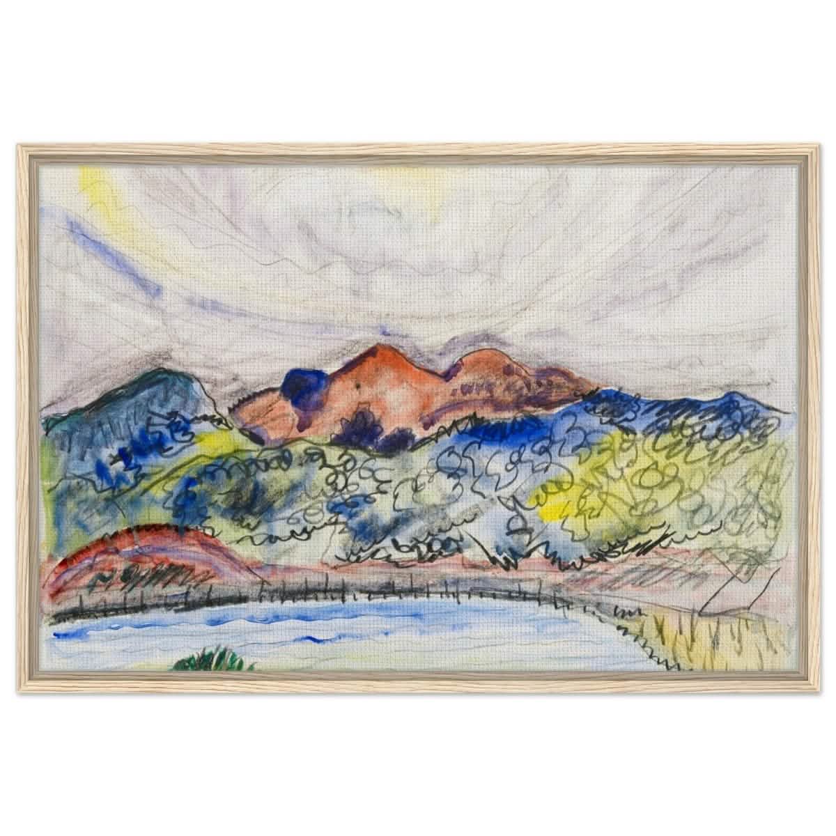 Early Landscape (1914) by Charles Demuth | Vintage Nature art wall art print - Framed Canvas - 60x90 cm / 24x36″ - Wood frame