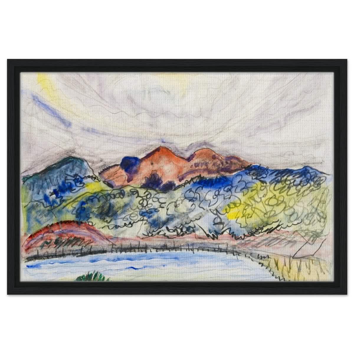 Early Landscape (1914) by Charles Demuth | Vintage Nature art wall art print - Framed Canvas - 40x60 cm / 16x24″ - Black frame