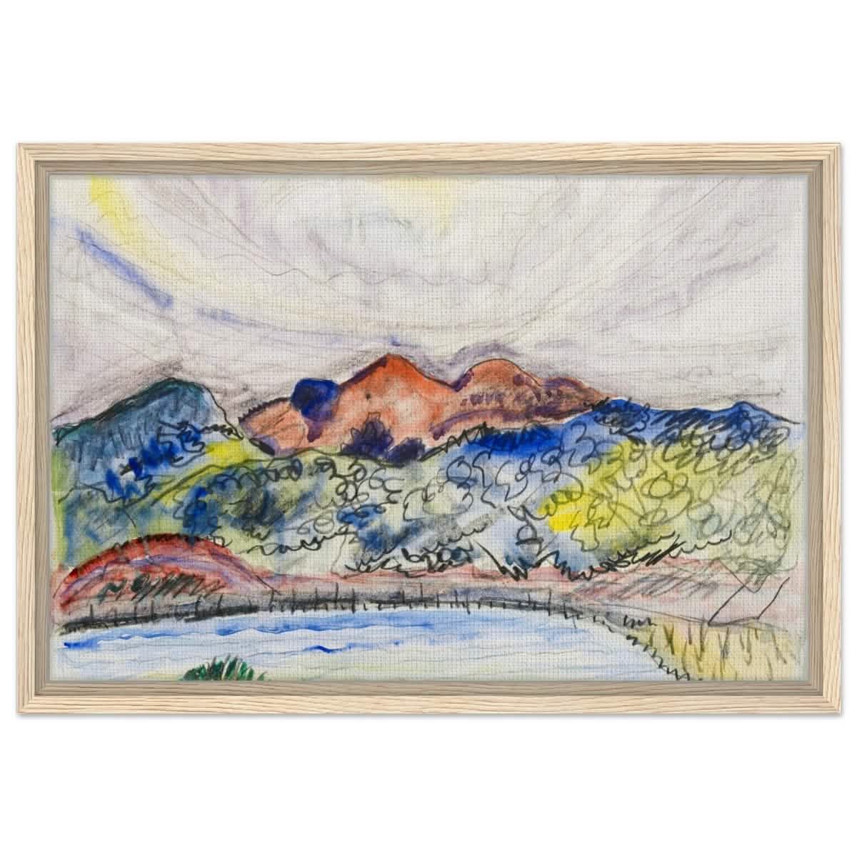 Early Landscape (1914) by Charles Demuth | Vintage Nature art wall art print - Framed Canvas - 40x60 cm / 16x24″ - Wood frame