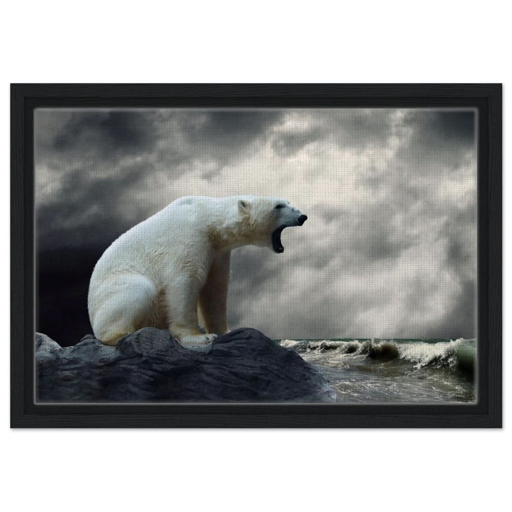 Echoes of the Arctic: The Roaring Majesty | Animal wall art print - Framed Canvas - 30x45 cm / 12x18″ - Black frame