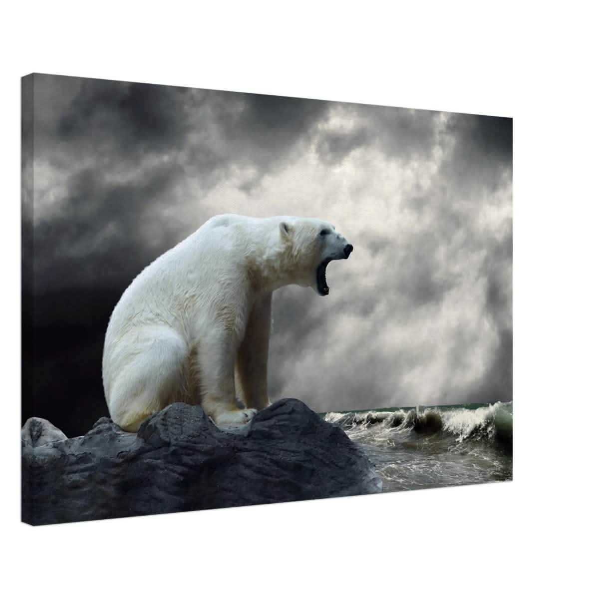 Echoes of the Arctic: The Roaring Majesty | Animal wall art print - Canvas - 50x75 cm / 20x30″ -