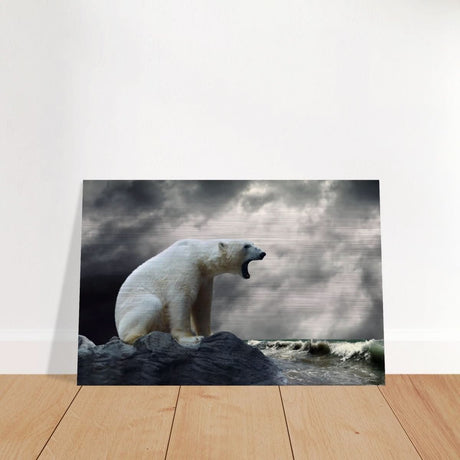 Echoes of the Arctic: The Roaring Majesty | Animal wall art print - Brushed Aluminum Print - 60x90 cm / 24x36″ -