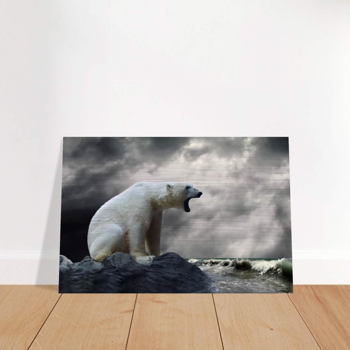 Echoes of the Arctic: The Roaring Majesty | Animal wall art print - Brushed Aluminum Print - 50x75 cm / 20x30″ -