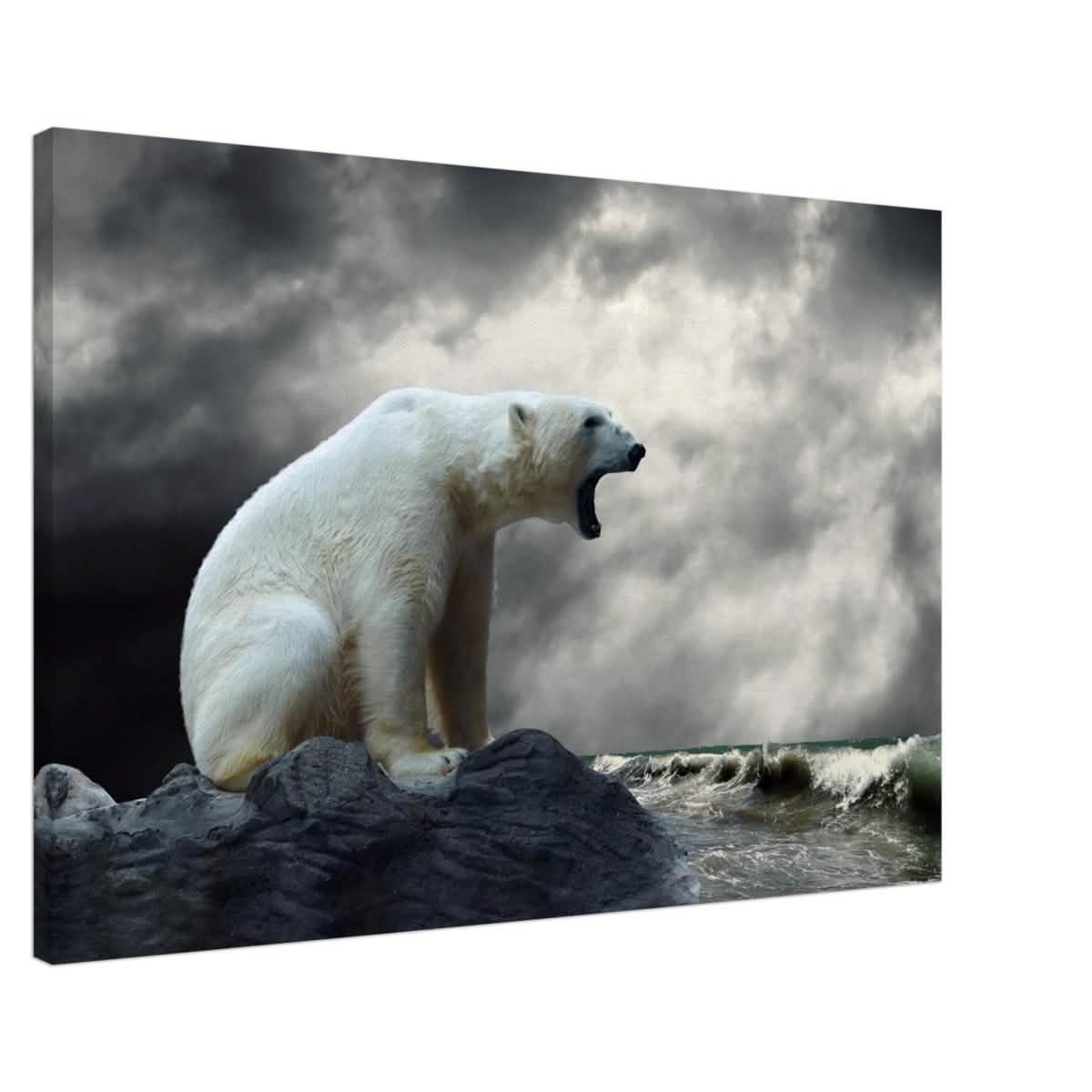 Echoes of the Arctic: The Roaring Majesty | Animal wall art print - Canvas - 60x90 cm / 24x36″ -