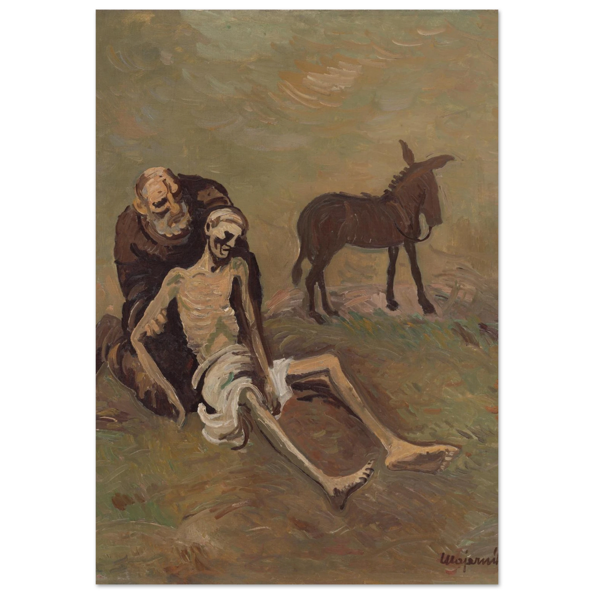 The Good Samaritan by Cyprián MajernÃk – Expressionist Biblical Wall Art PrintAluminum Print20x30 cm / 8x12″