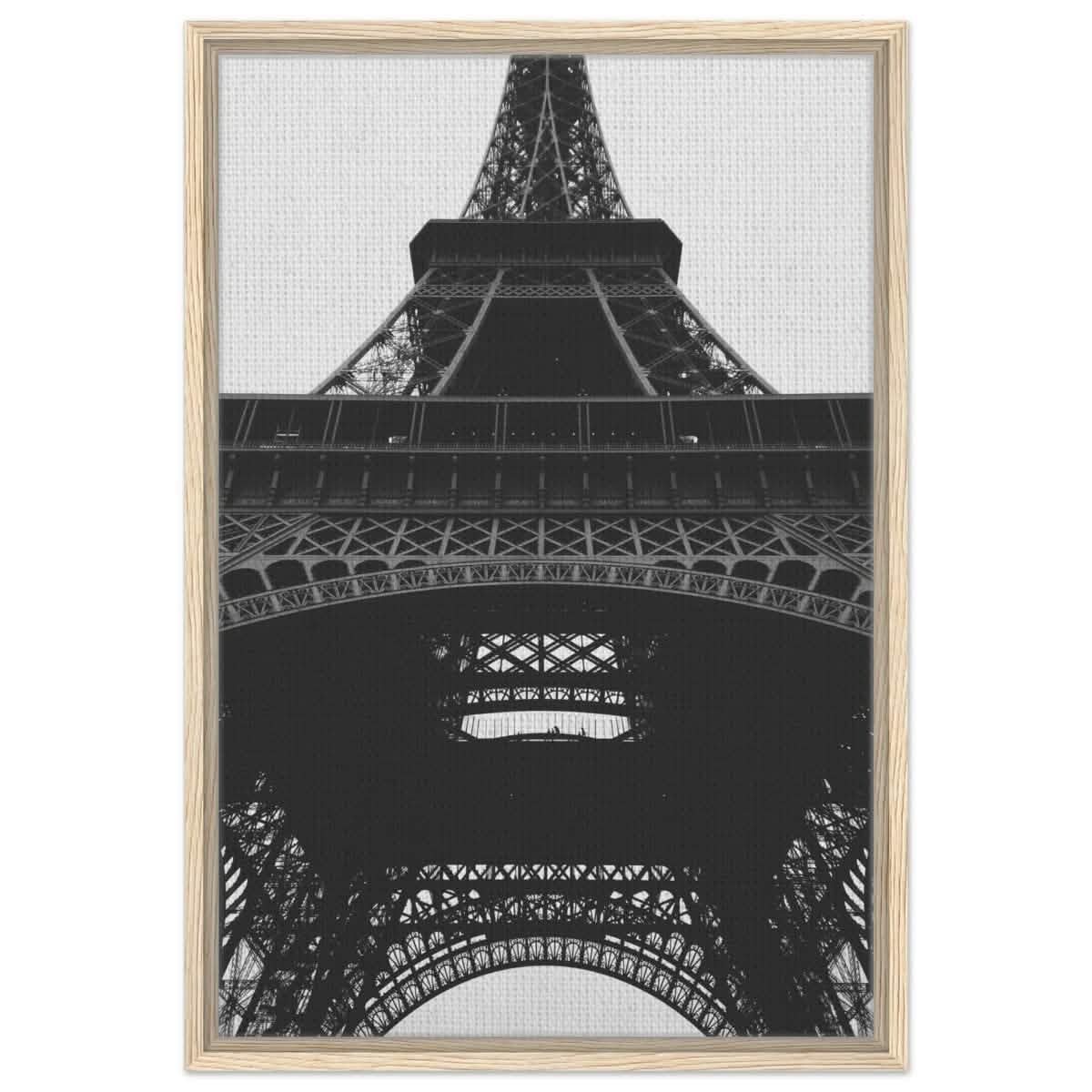 Eiffel's Perspective | Black and White Architectural Photography - Framed Canvas - 50x75 cm / 20x30″ - Wood frame