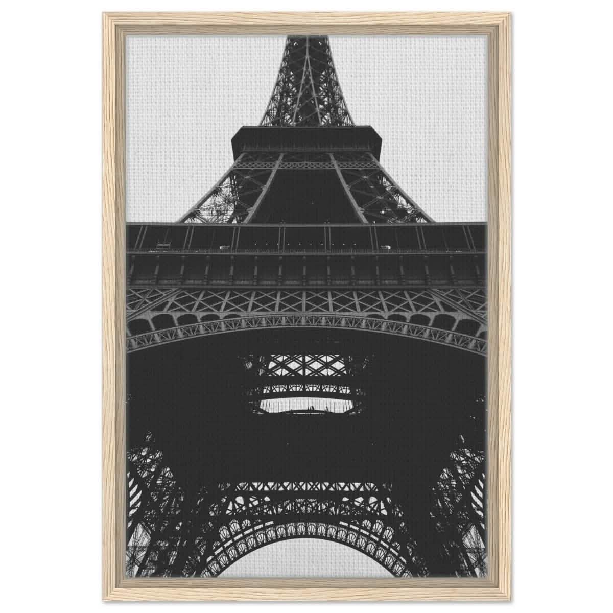 Eiffel's Perspective | Black and White Architectural Photography - Framed Canvas - 40x60 cm / 16x24″ - Wood frame