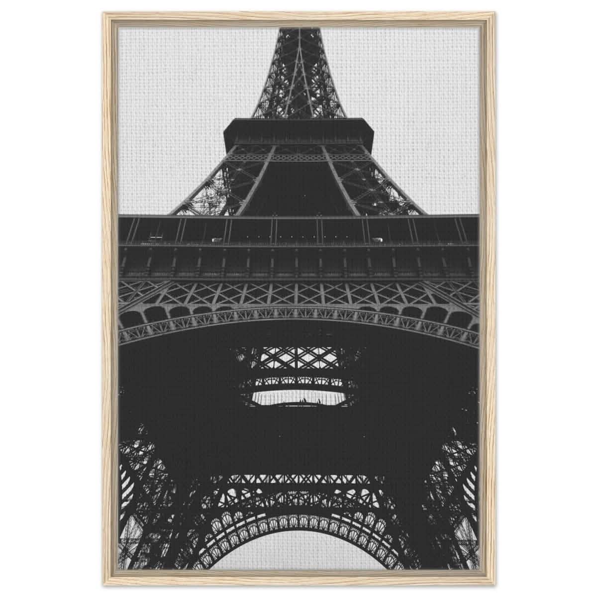 Eiffel's Perspective | Black and White Architectural Photography - Framed Canvas - 60x90 cm / 24x36″ - Wood frame