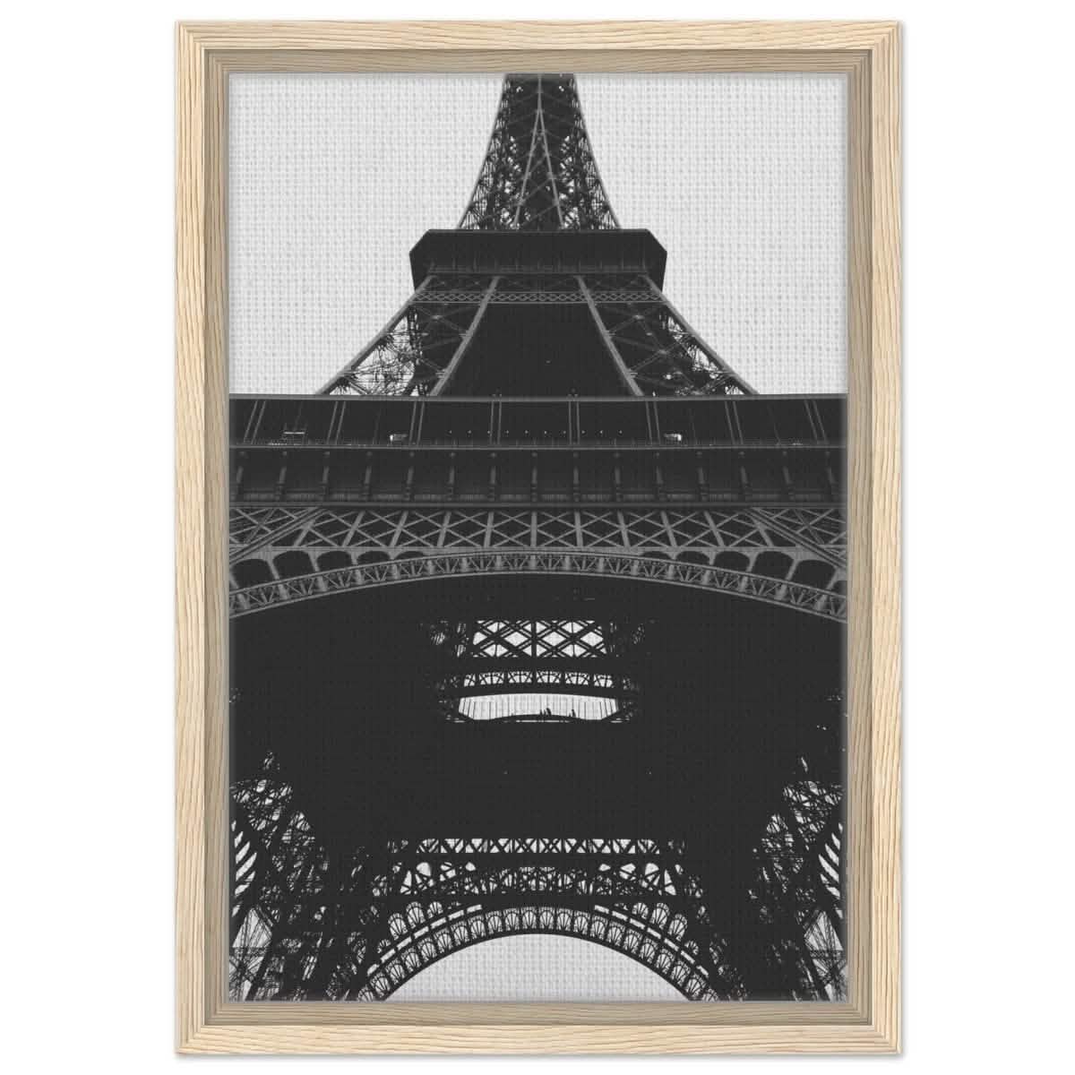 Eiffel's Perspective | Black and White Architectural Photography - Framed Canvas - 30x45 cm / 12x18″ - Wood frame