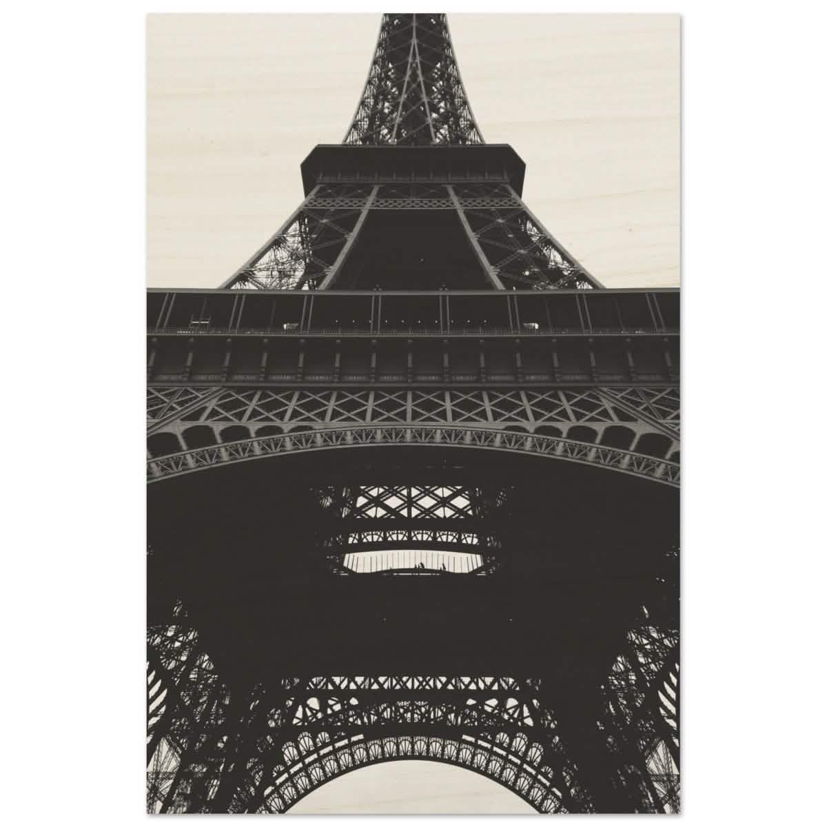Eiffel's Perspective | Black and White Architectural Photography - Wood Prints - 50x75 cm / 20x30″ -
