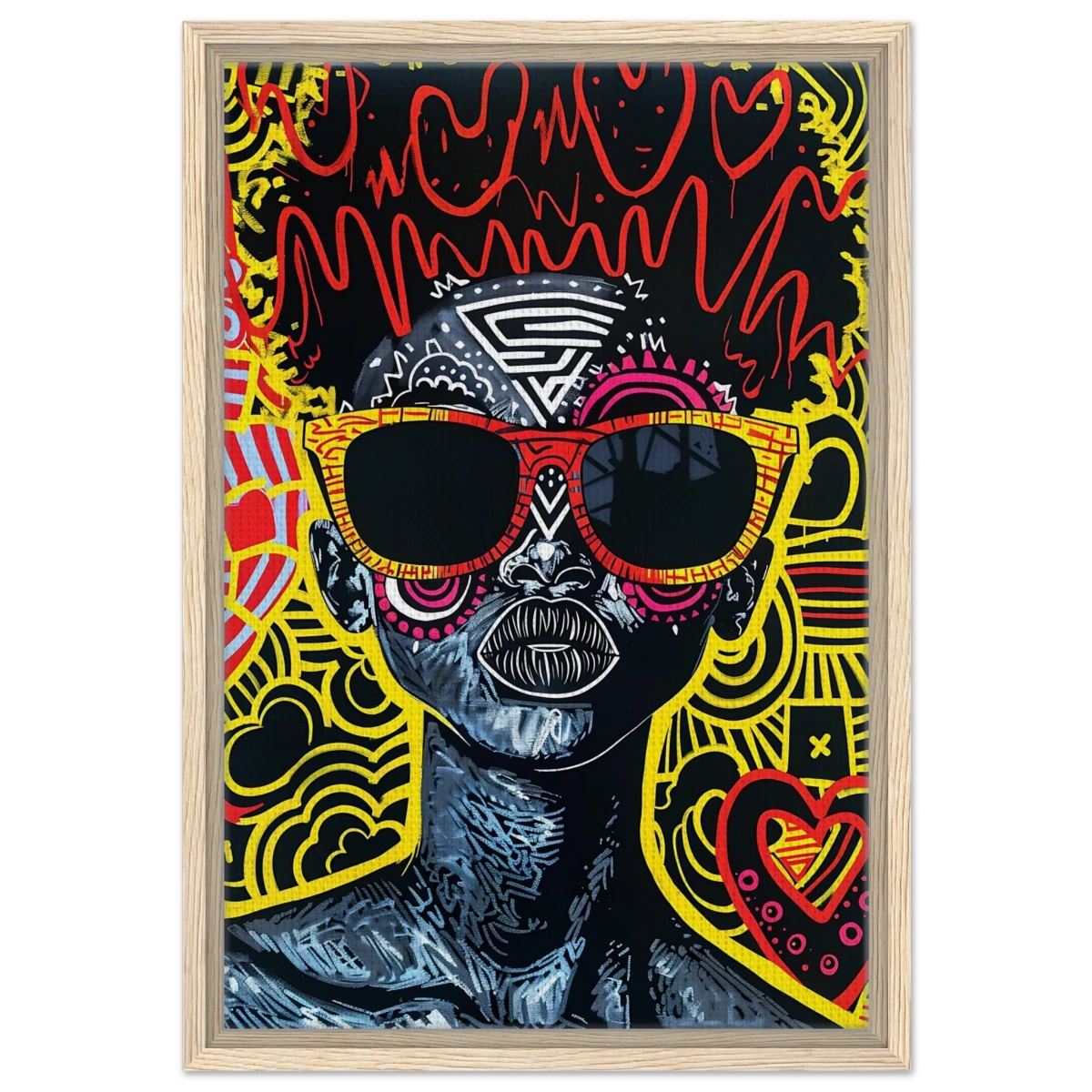 Electric Royalty – Afro - Futurist Pop Expression | Wall Art Print - Framed Canvas - 40x60 cm / 16x24″ - Wood frame