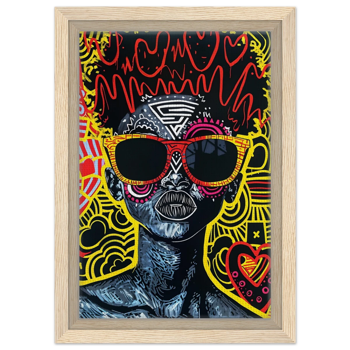Electric Royalty – Afro - Futurist Pop Expression | Wall Art Print - Framed Canvas - 20x30 cm / 8x12″ - Wood frame
