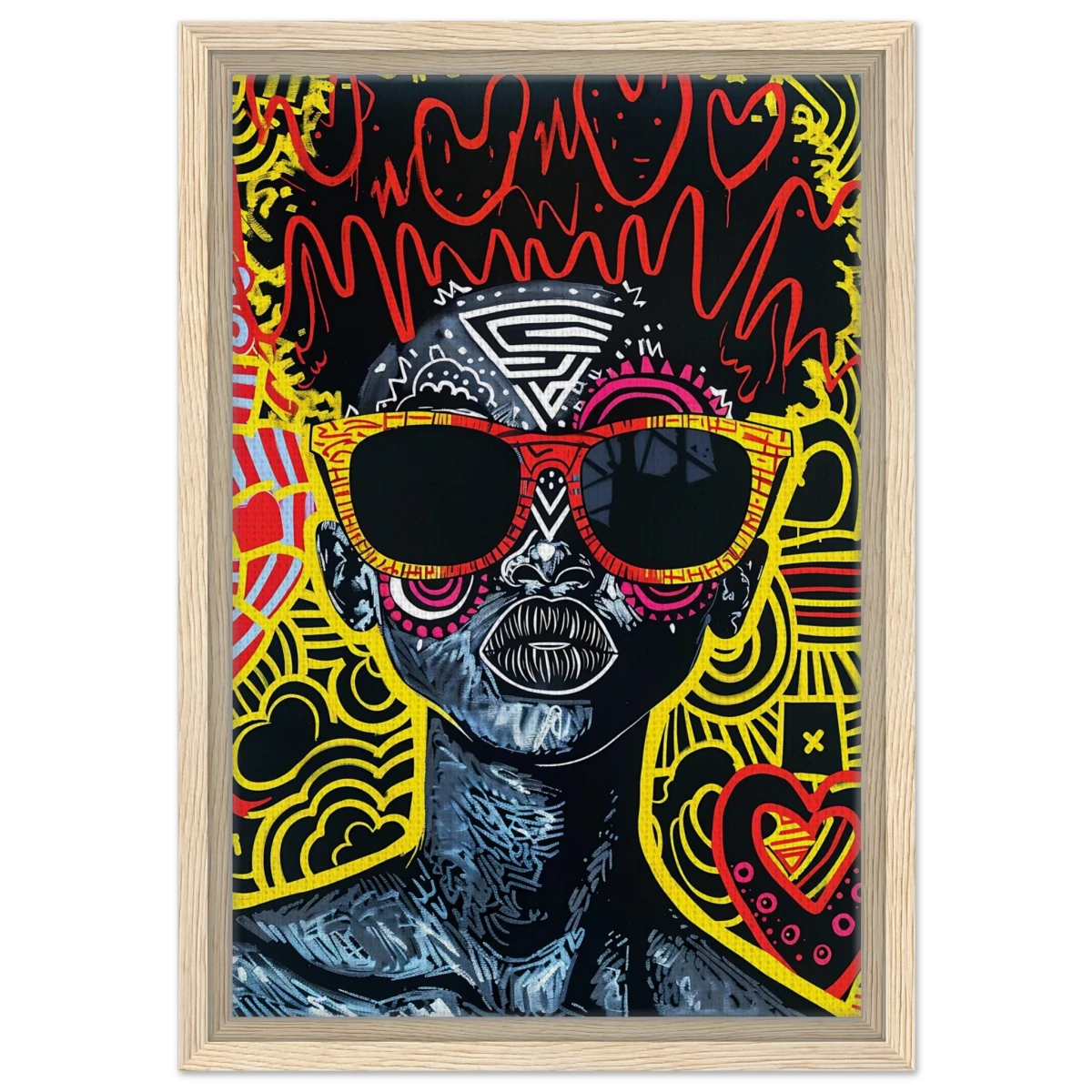 Electric Royalty – Afro - Futurist Pop Expression | Wall Art Print - Framed Canvas - 30x45 cm / 12x18″ - Wood frame