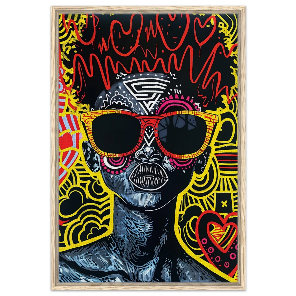 Electric Royalty – Afro - Futurist Pop Expression | Wall Art Print - Framed Canvas - 60x90 cm / 24x36″ - Wood frame