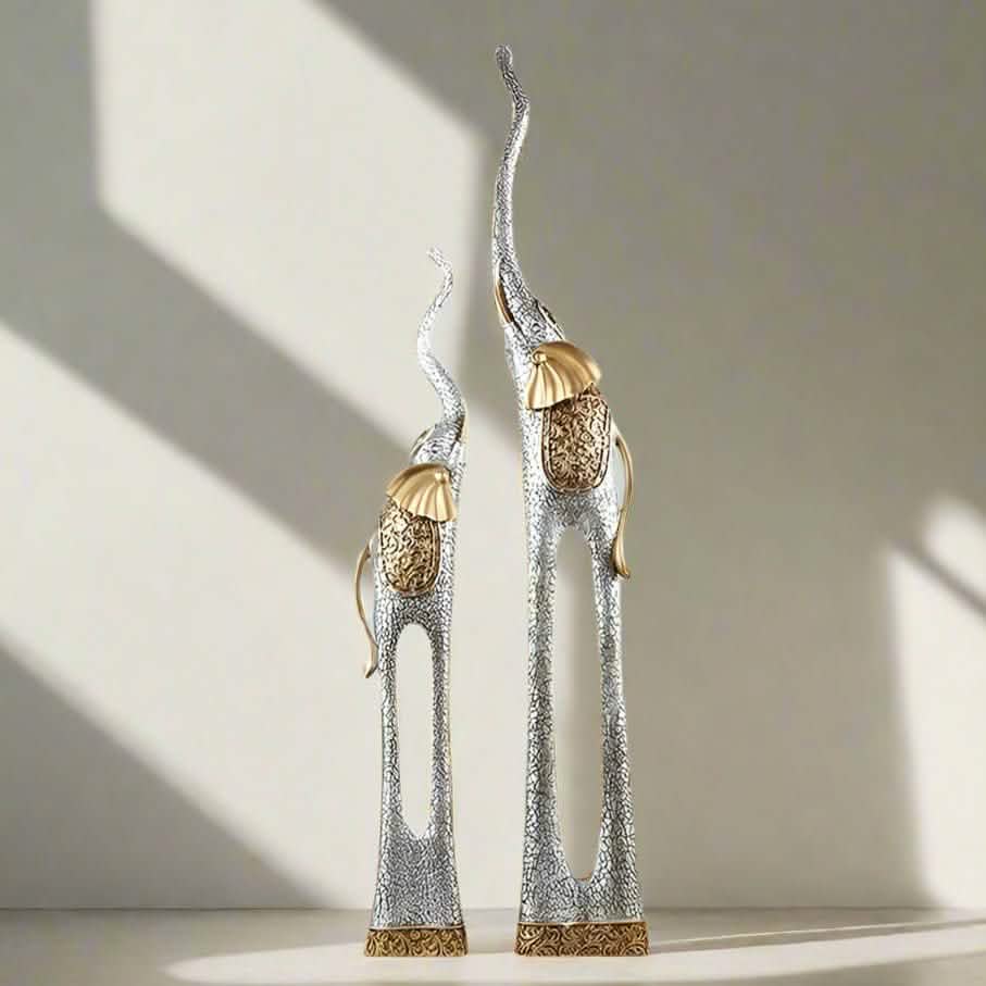 Elegant Elephant Sculptures – Modern Artistic Home Décor Ornaments - L - 92 CM - Black -