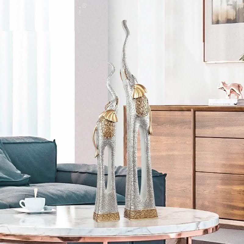 Elegant Elephant Sculptures – Modern Artistic Home Décor Ornaments - L - 92 CM - Black -