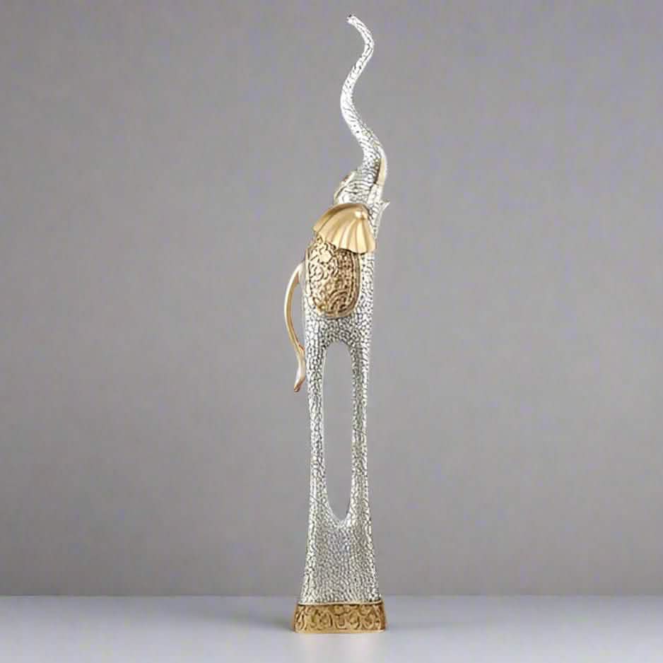 Elegant Elephant Sculptures – Modern Artistic Home Décor Ornaments - L - 92 CM - Silver -
