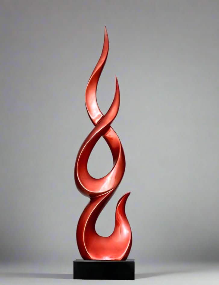 Elegant Festival Flame Resin Sculpture – Modern High - Rise Decorative Ornament - Wine Red Flame - 97 cm -