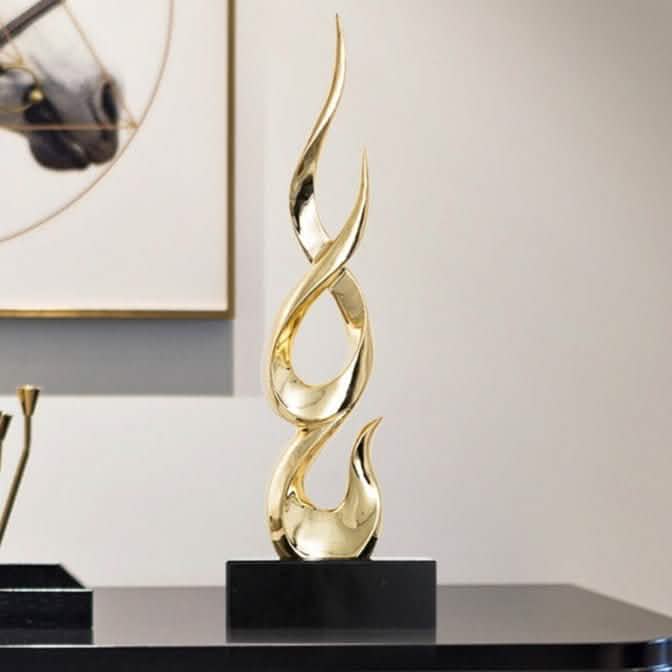 Elegant Festival Flame Resin Sculpture – Modern High - Rise Decorative Ornament - Fire Gold Flame – Standard - 52 cm -