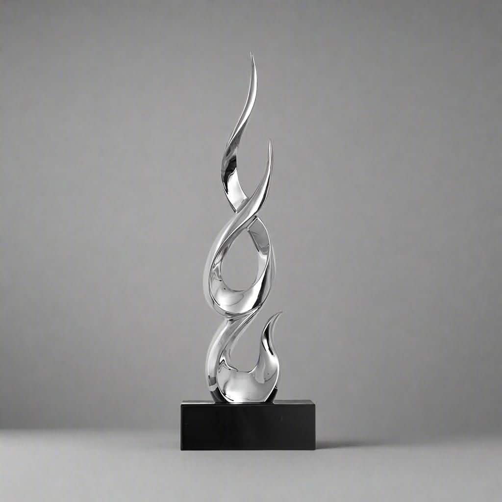 Elegant Festival Flame Resin Sculpture – Modern High - Rise Decorative Ornament - High Silver Flame - 54 cm -