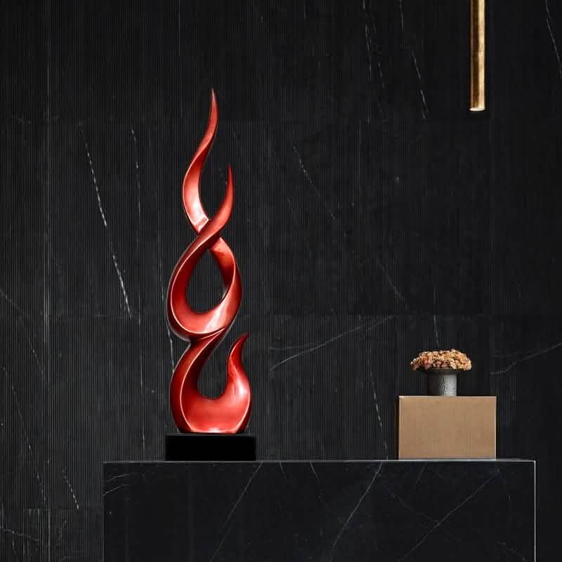 Elegant Festival Flame Resin Sculpture – Modern High - Rise Decorative Ornament - Fire Gold Flame – Standard - 52 cm -